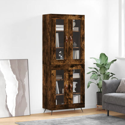 Aparador Alto Madera Contrachapada Roble Ahumado 69,5x34x180 Cm_0
