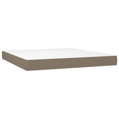 Cama Box Spring Con Colchón Led Tela Gris Taupe 180x200 Cm / Vetonek_2