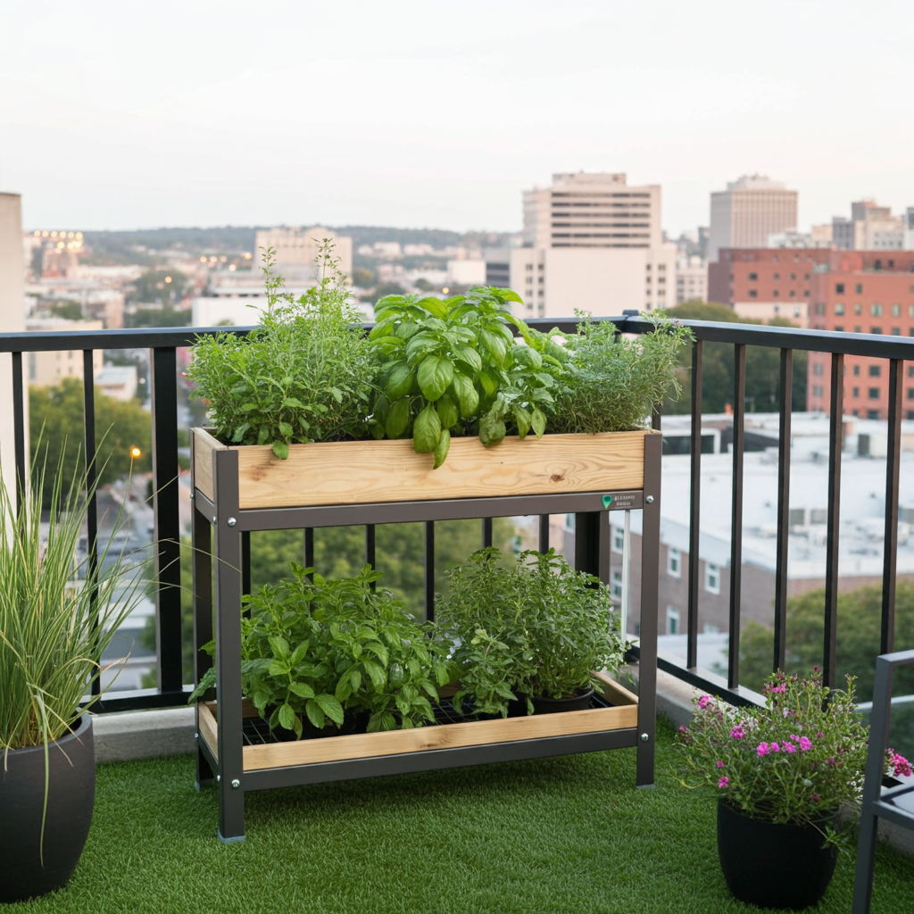 MI HUERTO URBAN Jardinera Elevada Madera con Bandeja Recoge Aguas | Estructura Metálica | Gris | 90x30x78cm_5