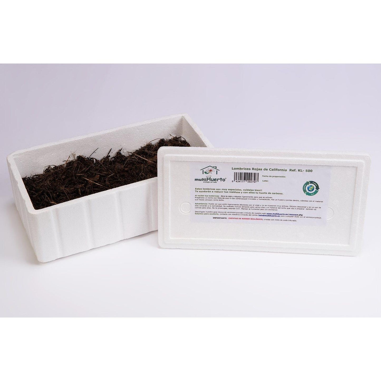 Kit minhoca vermelha californiana multi-jardim 500 unidades