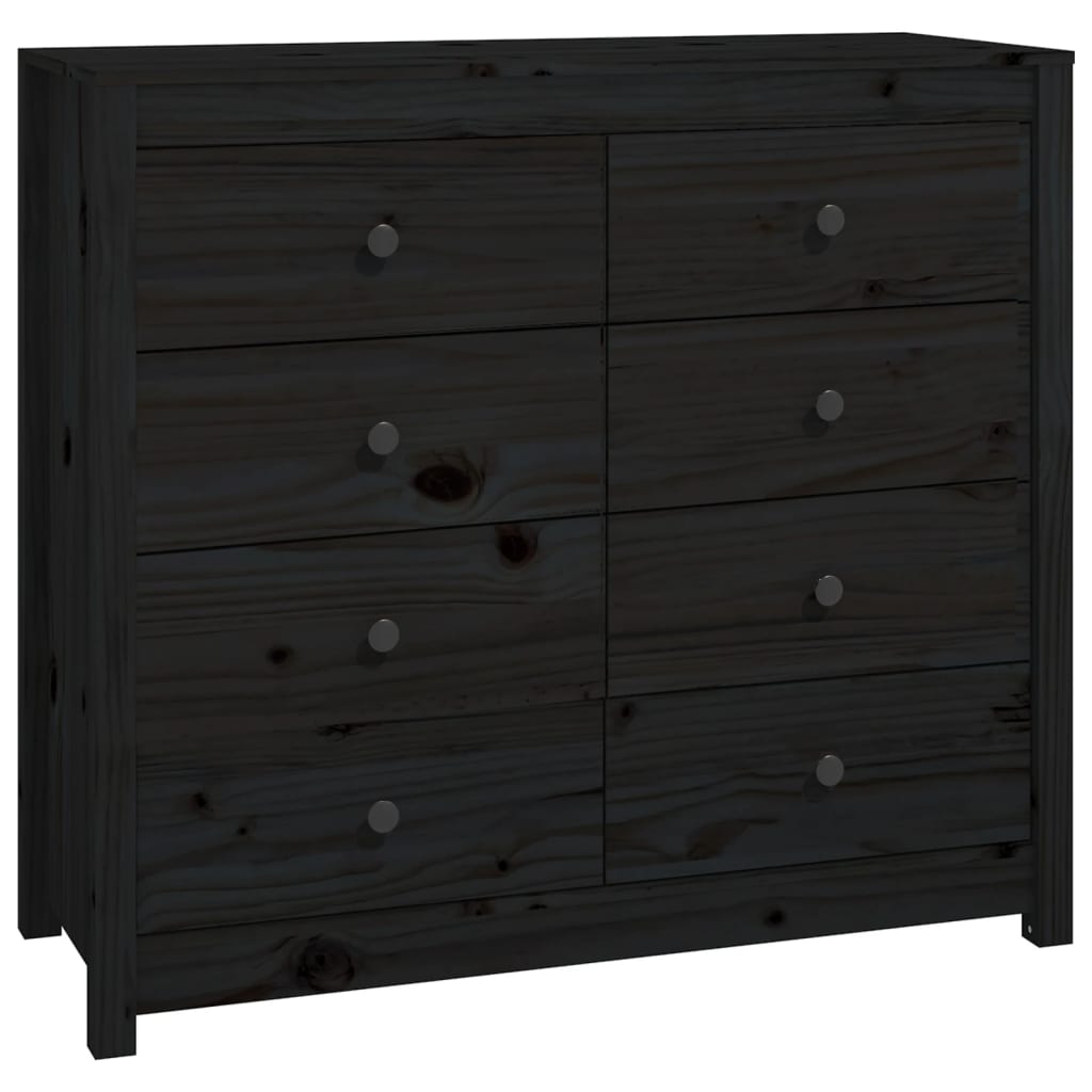 Armario Auxiliar Madera Maciza De Pino Negro 100x40x90 Cm / Vetonek_0