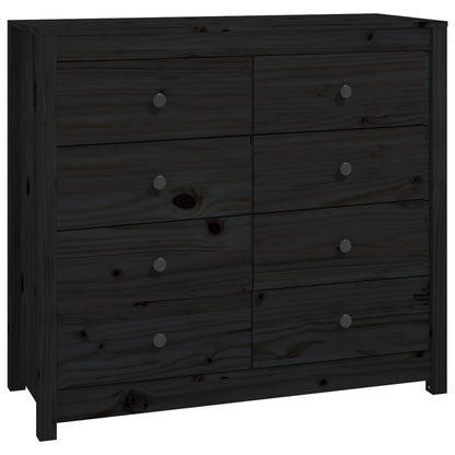 Armario Auxiliar Madera Maciza De Pino Negro 100x40x90 Cm / Vetonek_0