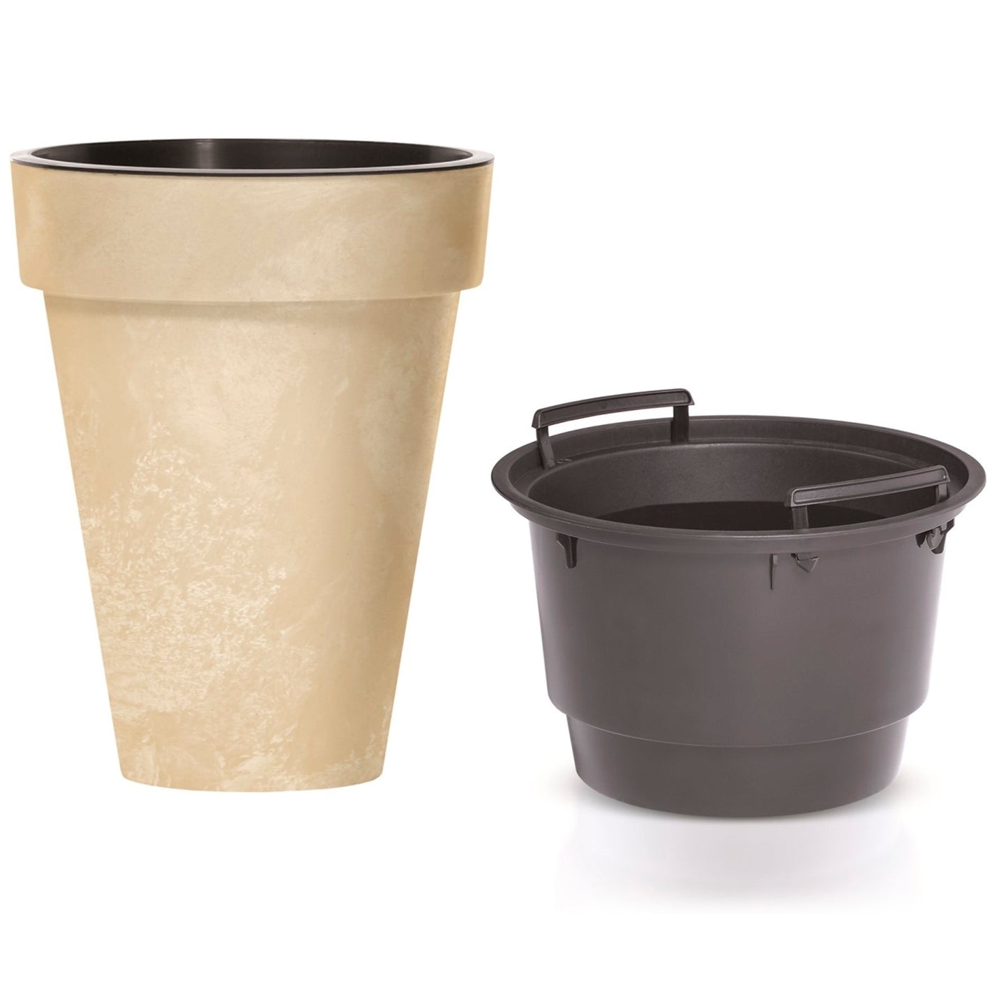 Maceta Cube Slim Beton Effect 12l., Con Depósito, Dimensiones (mm) 276x276x349, Color Crema_3