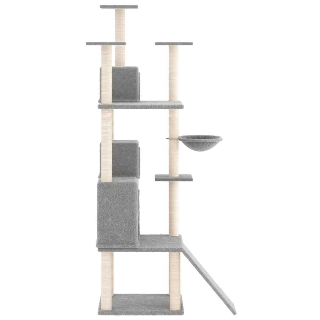 Rascador Para Gatos Con Postes De Sisal Gris Claro 175 Cm_3