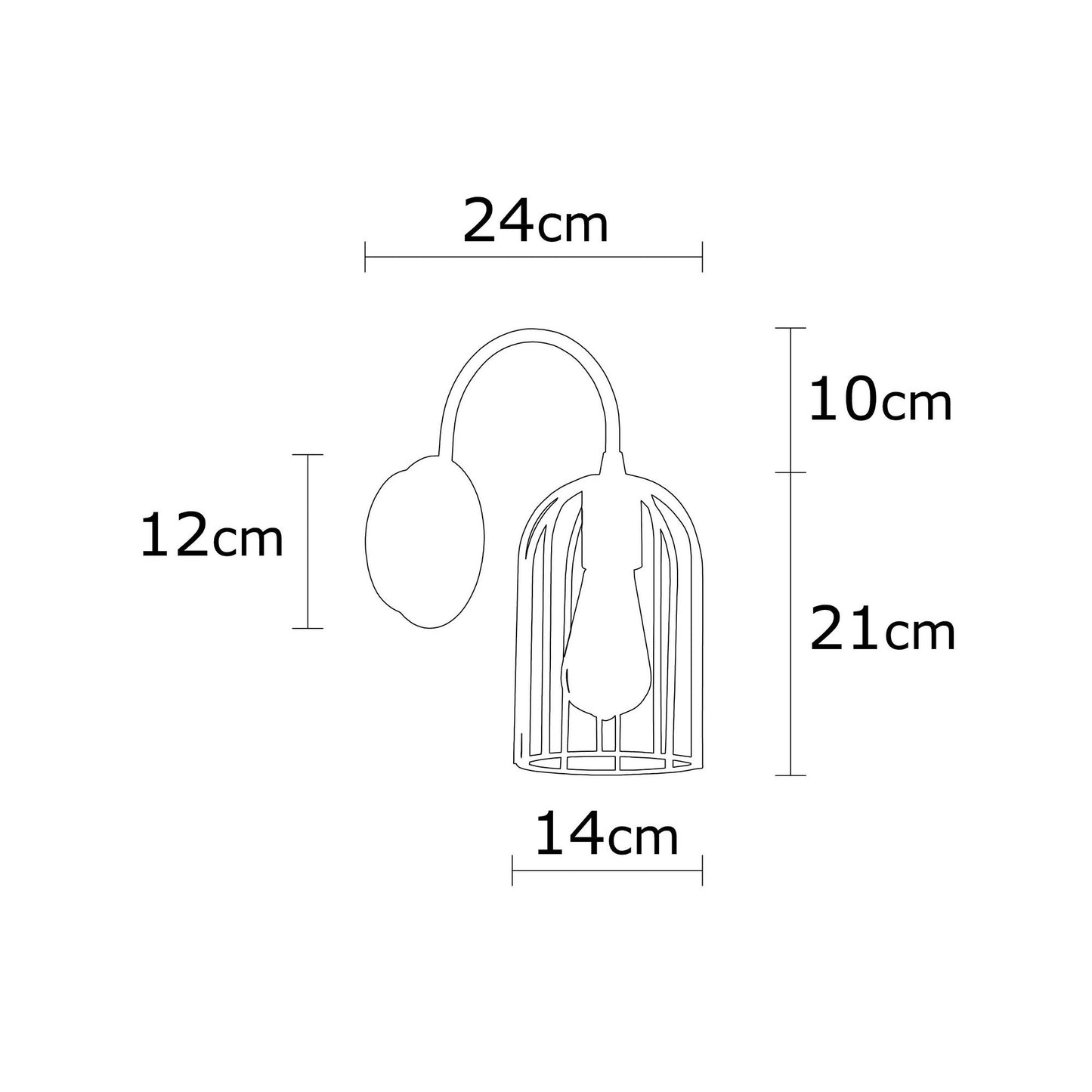 Aplique De Pared, Hierro , Negro, 14x14x30, Casquillo E 27 Max 40 W_1