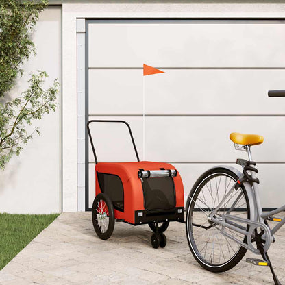 Remolque De Bicicleta Mascotas Hierro Tela Oxford Naranja Negro_1