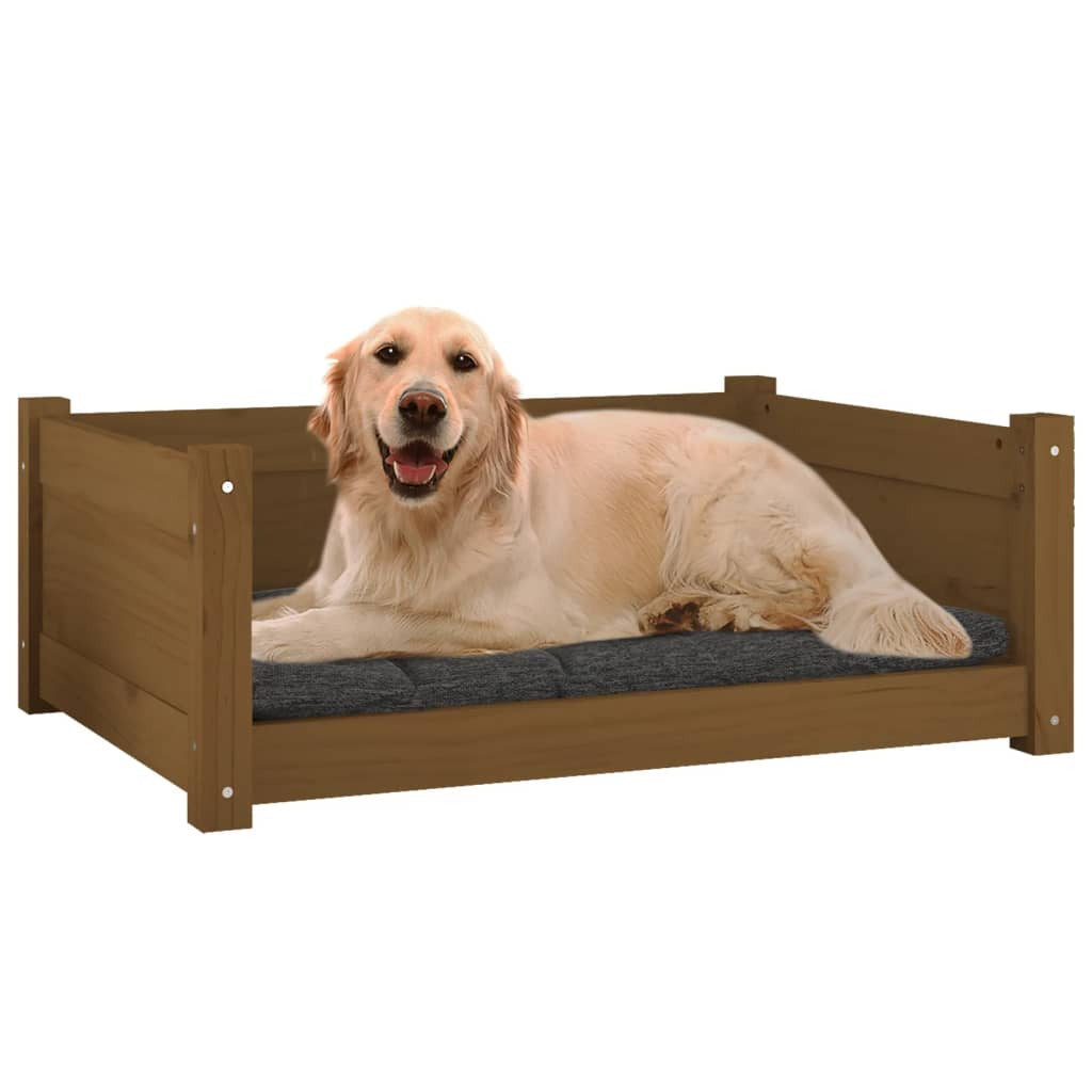 Vidaxl Cama Para Perros Madera Maciza Pino Marrón Miel 75,5x55,5x28 Cm_3