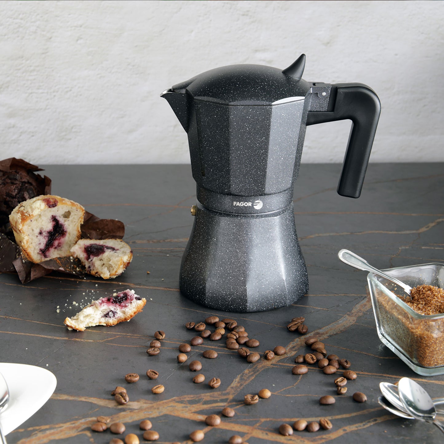 Cafetera Italiana Aluminio 9 Tazas Café, Junta Silicona, Vitrocerámica, Gas, Eléctrica Fagor 81cffgati09 Negro_3