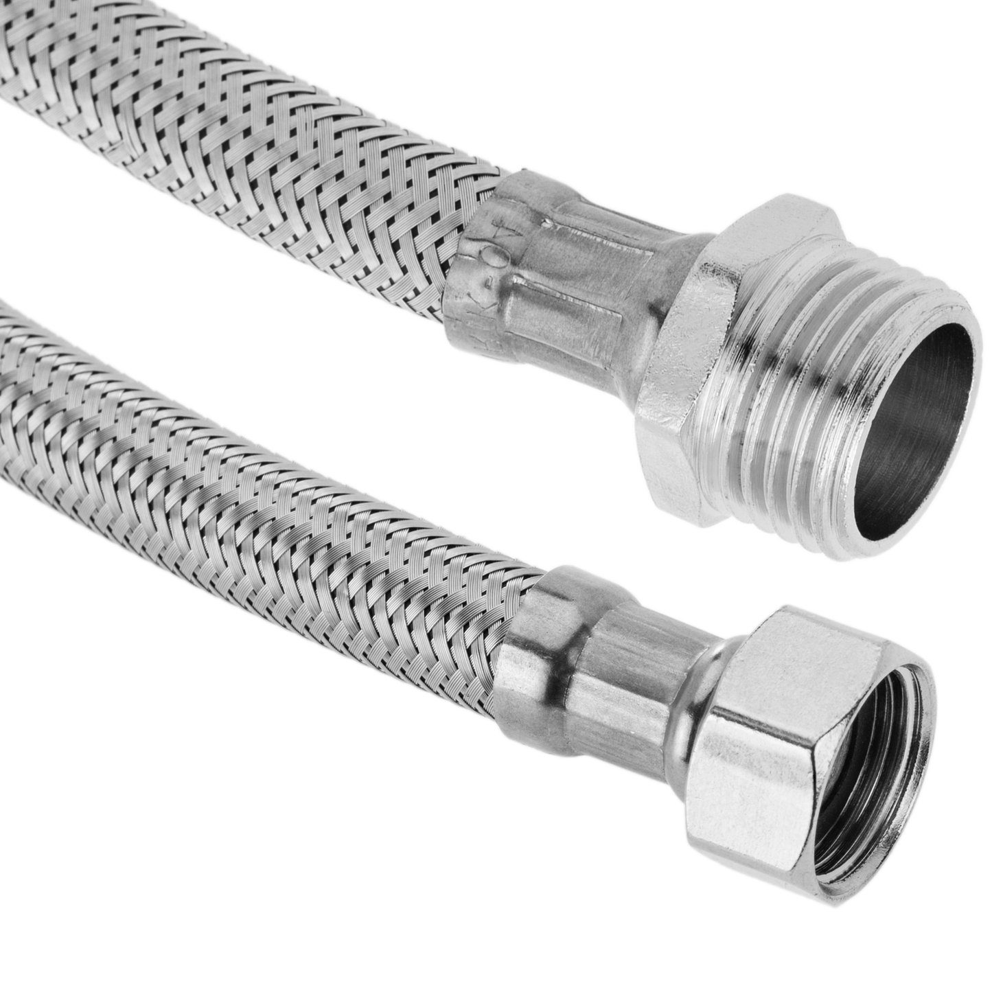 Latiguillo Metálico Flexible De Acero Inoxidable 1/2 Macho A 3/8 Hembra De 25 Cm_0