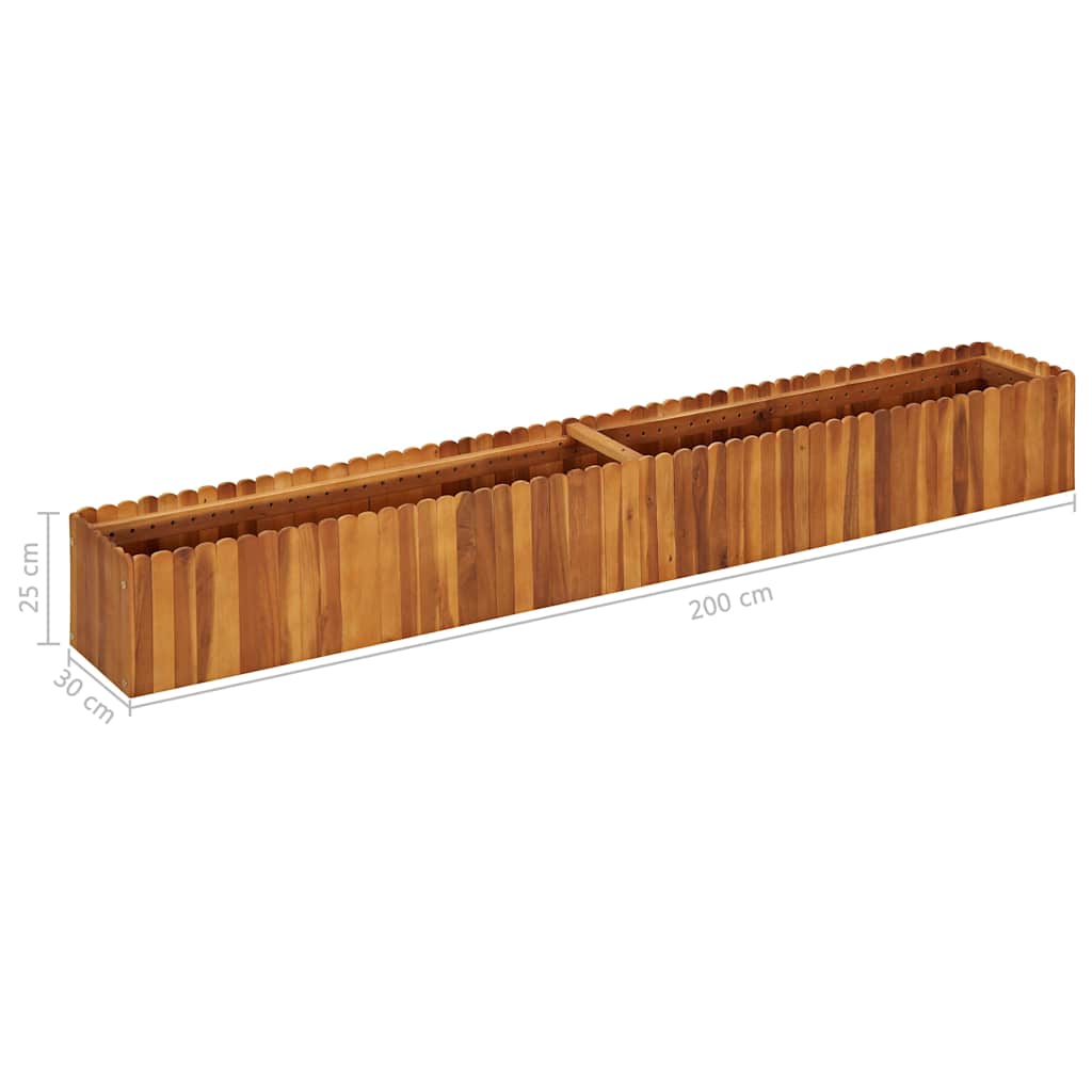 Arriate Elevado De Madera Maciza De Acacia 200x30x25 Cm_5