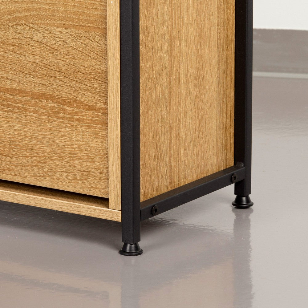 Max Home Mueble Zapatero Recibidor Madera Y Acero 3 Cajones 60x24x132 Cm_5