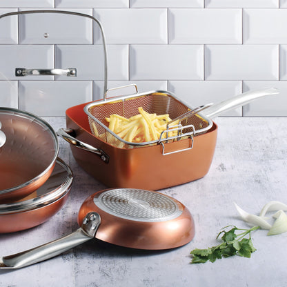 Sarten Cuadrada 24x24x9.5cm C/t Aluminio Prensado Inducción Optimum Copper