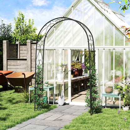 Outsunny Arco De Jardín De Acero Diseño Espiral De Corazón 125x37x230 Cm Negro_3