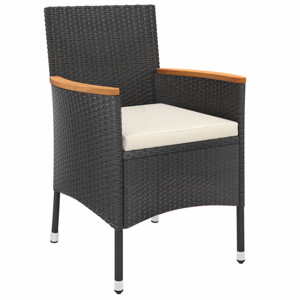Vidaxl Set De Comedor De Jardín 7 Pzas Y Cojines Ratán Sintético Negro_3