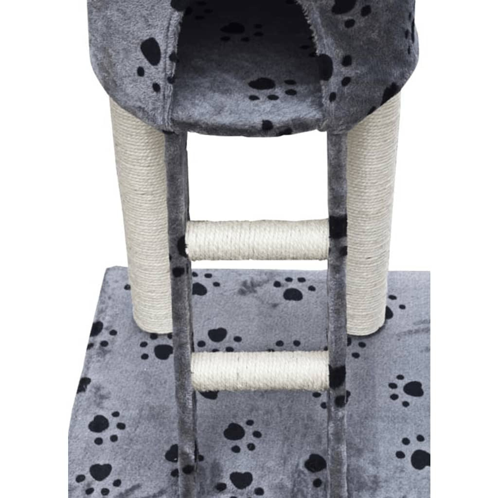 Vidaxl Poste Rascador De Gatos Deluxe Con Huellas Patas Gris 230-260cm_2