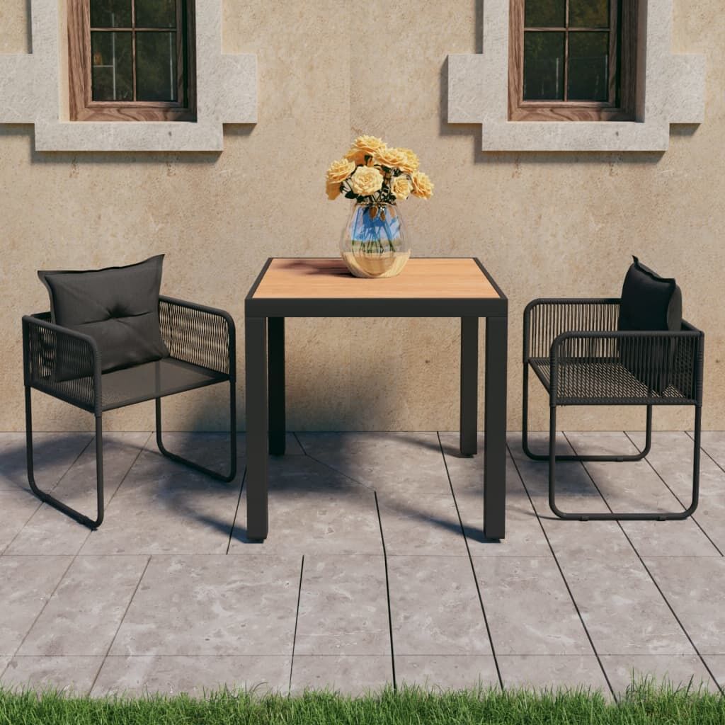 Vidaxl Set De Comedor De Jardín De 3 Piezas Pvc Ratán Negro Y Marrón_1