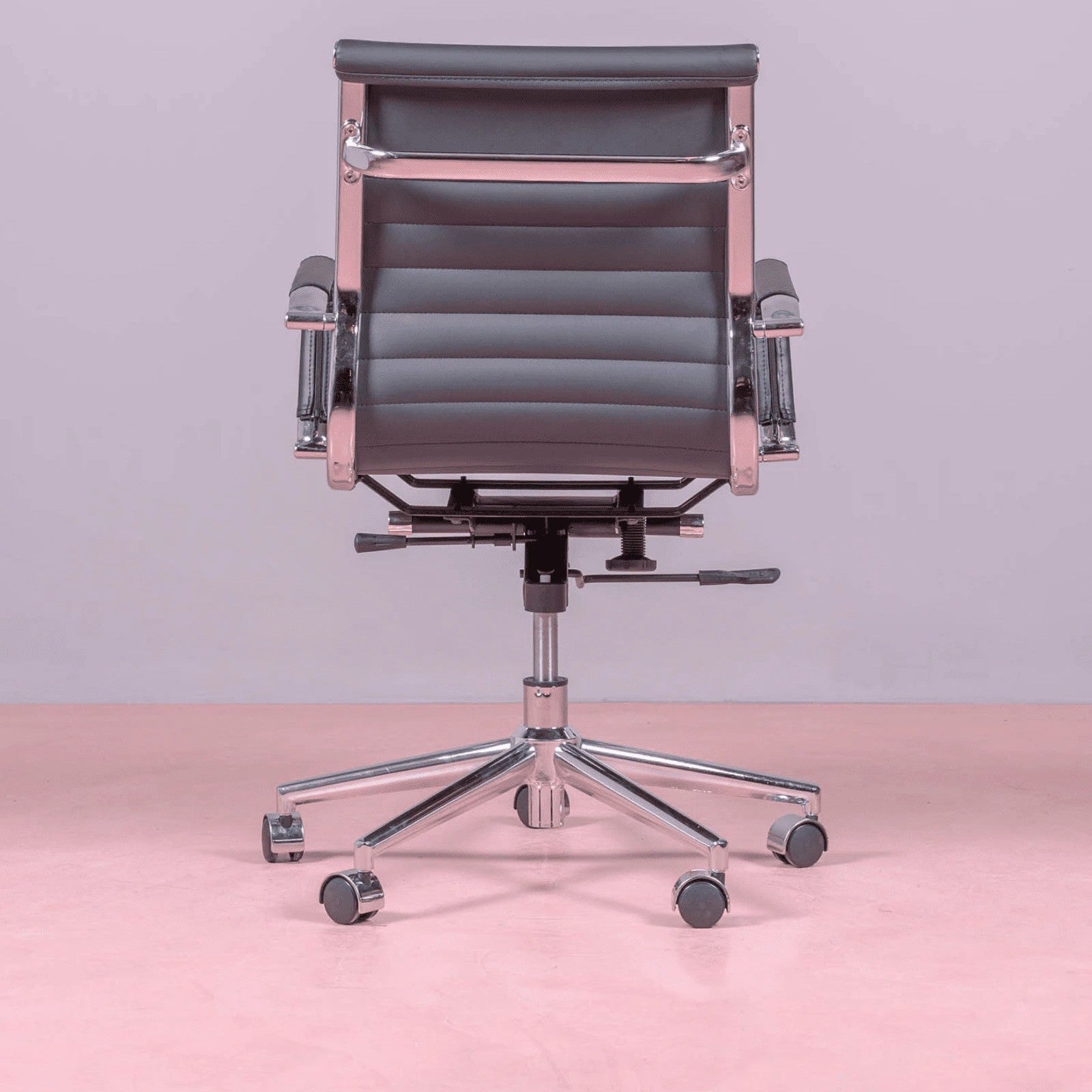 Silla De Escritorio Con Respaldo Bajo En Polipiel Y Reclinable - Alu_3