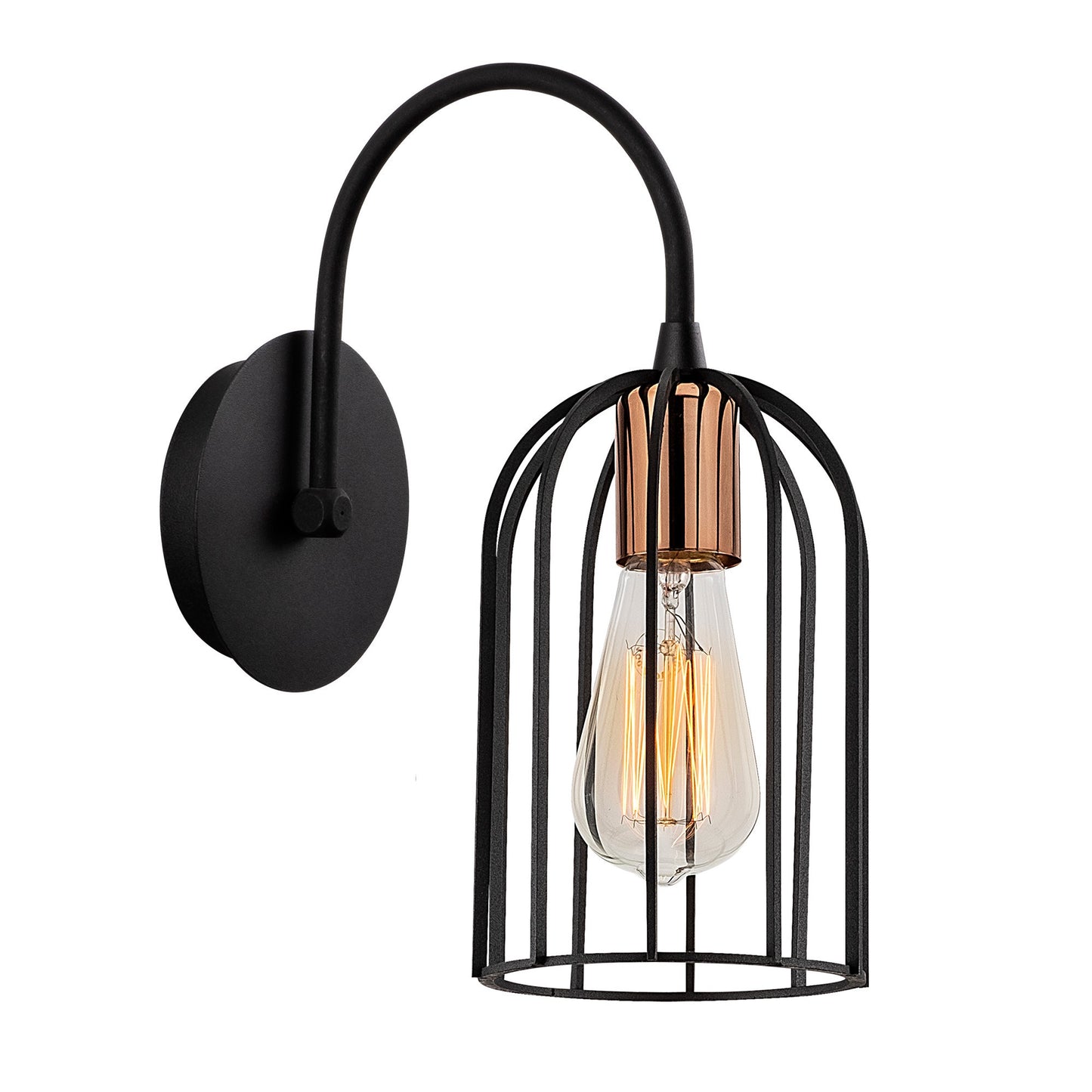 Aplique De Pared, Hierro , Negro, 14x14x30, Casquillo E 27 Max 40 W_0