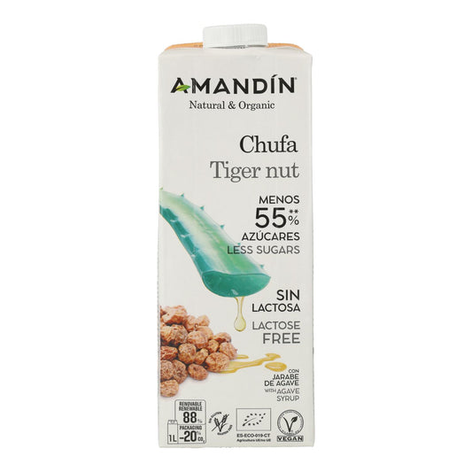 Horchata de chufa 0% açúcar, adoçada com agave Amandín 1L
