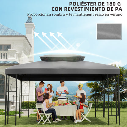 Outsunny Techo De Repuesto Para Cenador 4x3 M Con Techo Doble Protección Uv Gris_5