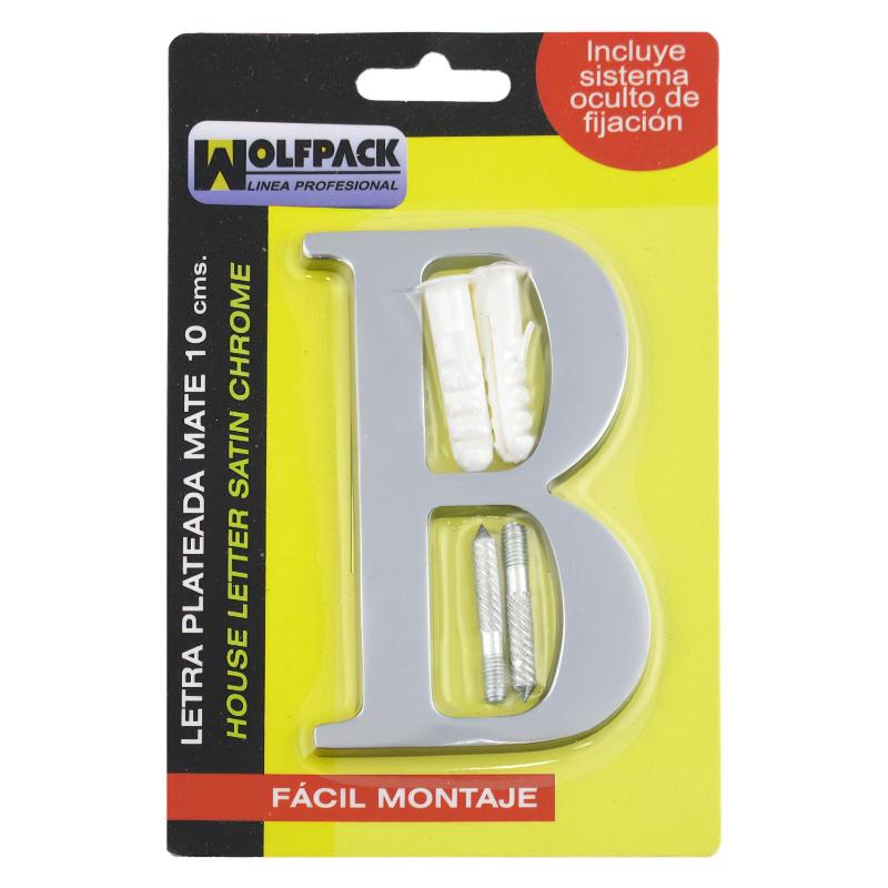 Letra Metal B Plateada Mate 10 Cm. Con Tornilleria Oculta (blister 1 Pieza)