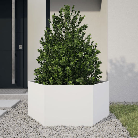 Jardinera Hexagonal De Acero Blanco 104x90x45 Cm_0