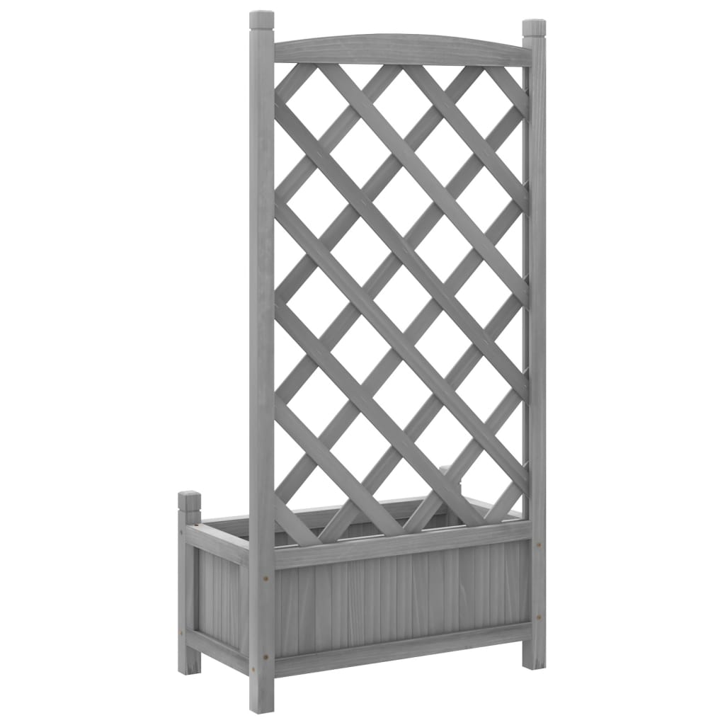Jardinera Con Enrejado Gris 55x29,5x110 Cm Madera Maciza De Abeto_5