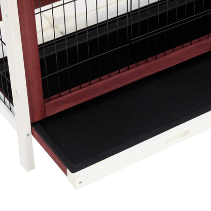 Pawhut Conejera De Madera Exterior Con Techo Abatible Y Bandejas 136,4x50x93 Cm_3