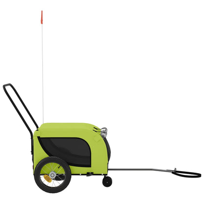 Remolque De Bicicleta Mascotas Hierro Tela Oxford Verde Negro_4
