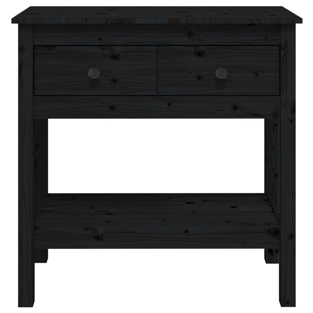 Mesa Consola De Madera Maciza De Pino Negro 75x35x75 Cm_4