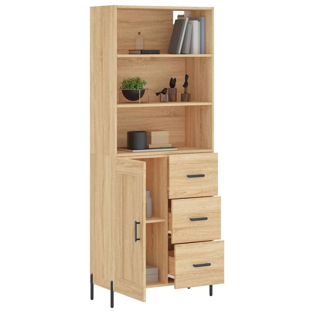 Aparador Alto Madera Contrachapada Color Roble 69,5x34x180 Cm_2