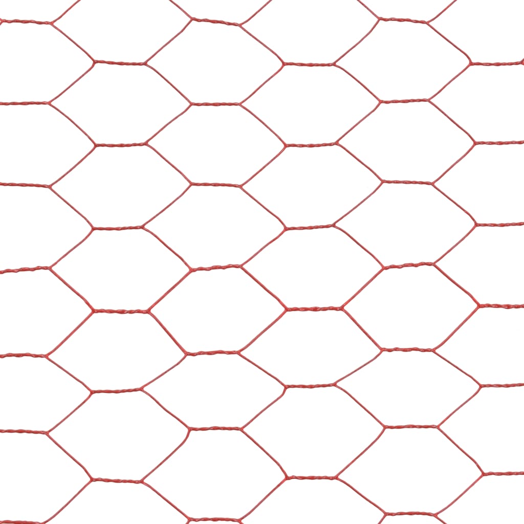 Alambrada De Gallinero Acero Revestimiento Pvc Rojo 25x1,5 M / Vetonek_2