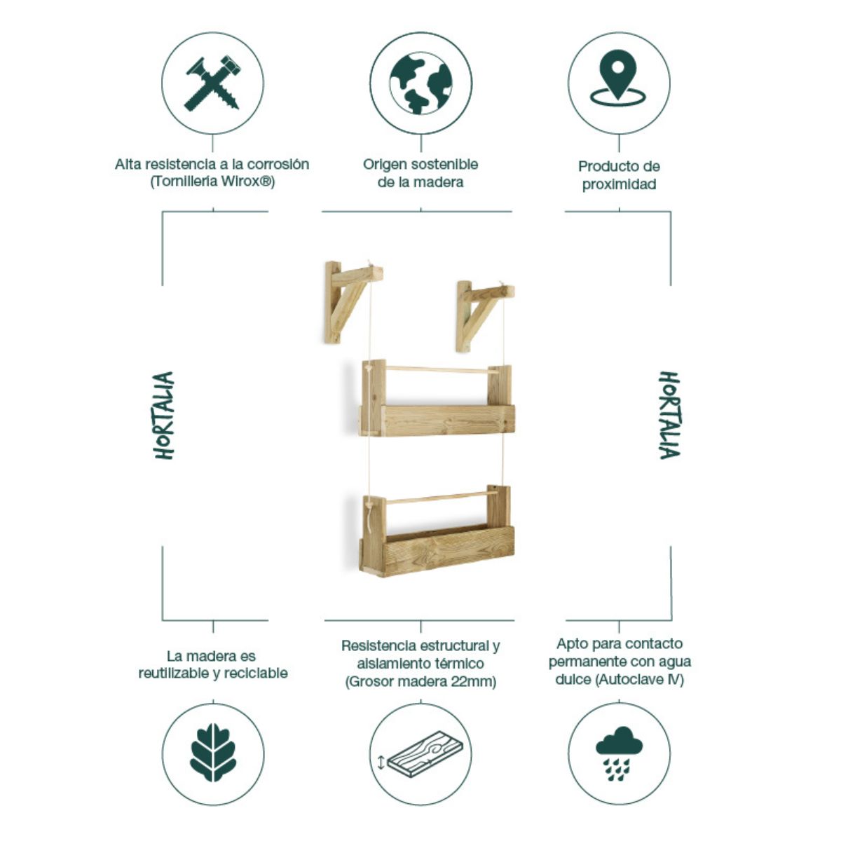 Vaso Vertical Big Woody 2 Tabuleiros Hortalia
