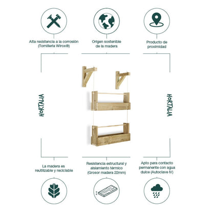 Vaso Vertical Big Woody 2 Tabuleiros Hortalia