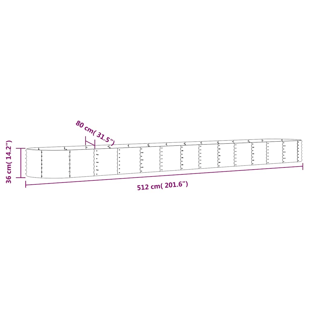 Jardinera Arriate Acero Galvanizado Antracita 512x80x36 Cm_5