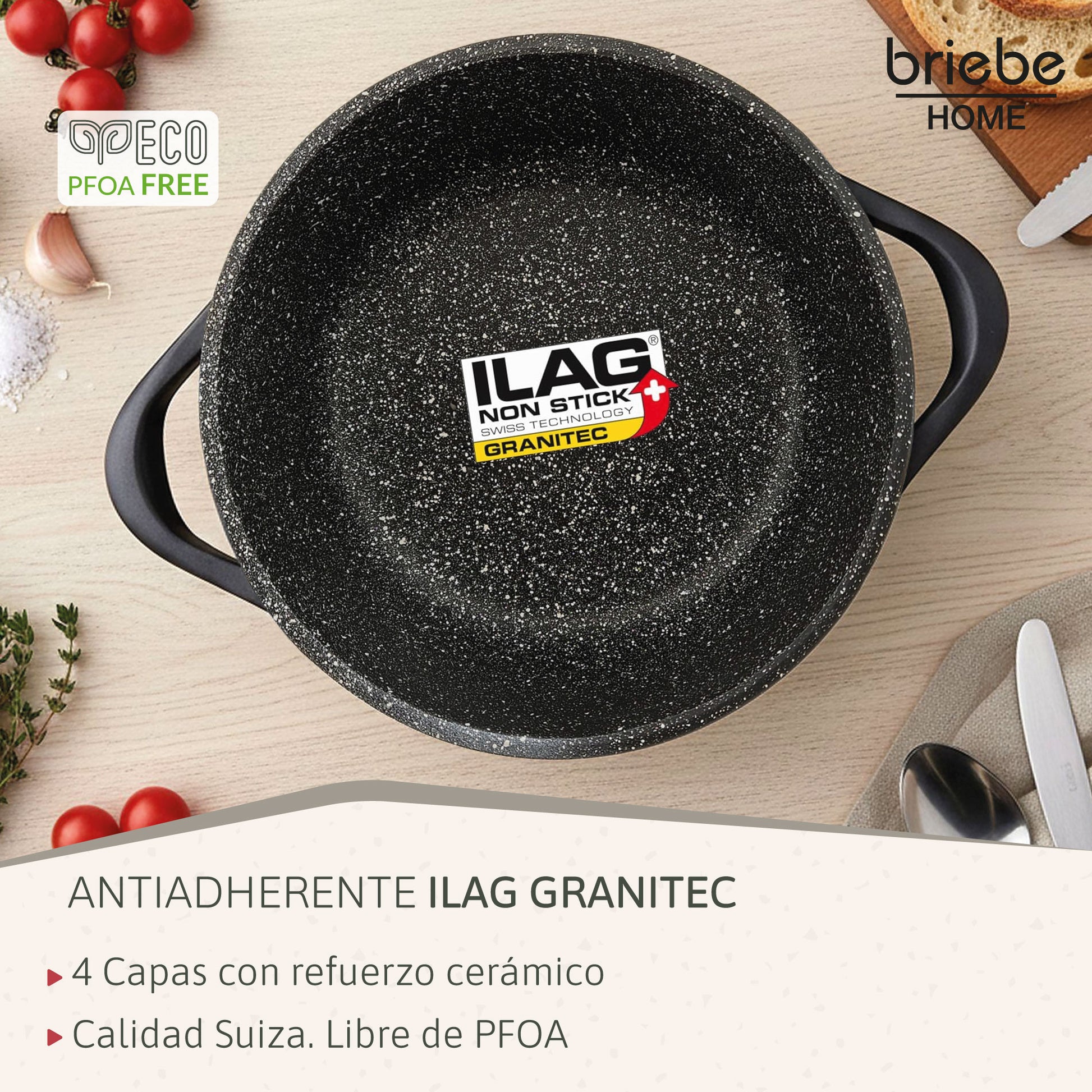 Briebe Batería De Cocina Inducción 8 Piezas Aluminio Fundido 4 Ollas Con Tapa De Cristal Antiadherente, Mgk-17, Negro_4