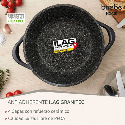 Briebe Batería De Cocina Inducción 8 Piezas Aluminio Fundido 4 Ollas Con Tapa De Cristal Antiadherente, Mgk-17, Negro_4