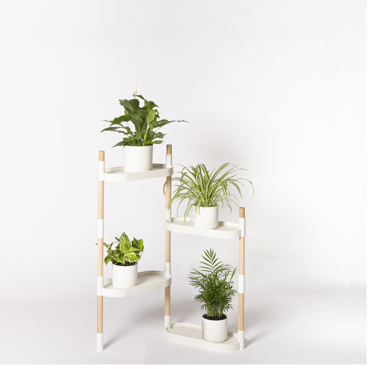 Soporte Modular Citysens De 4 Bandejas – Blanco, Polipropileno 100% Reciclado Y Madera Ecológica Pefc_0