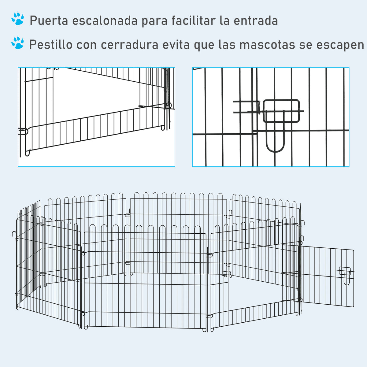 Pawhut Parque Perros Plegable Cerca Entrenamiento Mascotas 8 Vallas 71x61cm_5