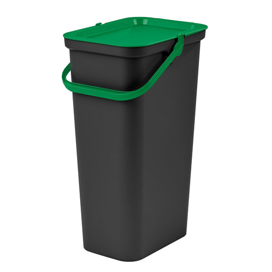 Papelera moda 40l Con Asa (cubo Negro-tapa Verde)_0