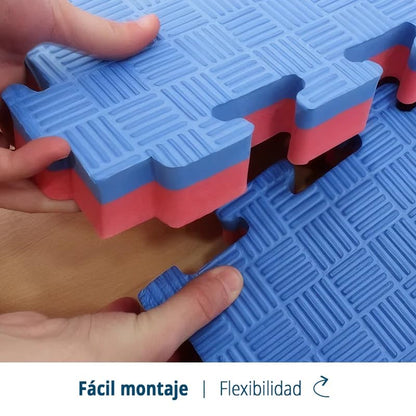 Artatami® Tatami Puzzle 1x1x20 mm Rojo - Azul Pack Ahorro【24 Unidades】Gimnasios - Fitness - Pilates - Yoga_3