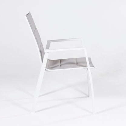Pack 6 Sillones Para Exterior, Acolchados Y Apilables, Aluminio Y Textilene, Color Blanco, 57x69x94 Cm_3