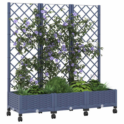 Jardinera Con Enrejado Y Ruedas Gris Azulado Pp_2