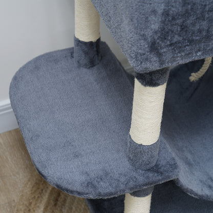 Pawhut Árbol Rascador Para Gatos Grande Altura 206 Cm Con Hamacas Gris Oscuro_4