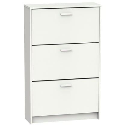 Zapatero Entrada Recibidor, Mueble Auxiliar Estrecho Zapatos, 3 Puertas, Madera 119,5x74x25 Cm, Briebe, Nova, Blanco_2