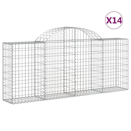 Cestas De Gaviones 14 Uds Forma De Arco Hierro 200x30x80/100 Cm_0
