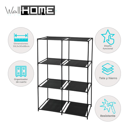 Well Home Estantería Modular De 6 Compartimentos Organizador De Tela Y Hierro Tamaño: 59,5x30x88cm_1
