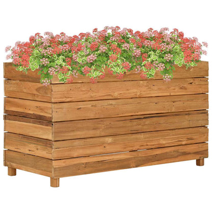 Arriate Elevado Madera De Teca Reciclada Y Acero 100x40x55 Cm_1