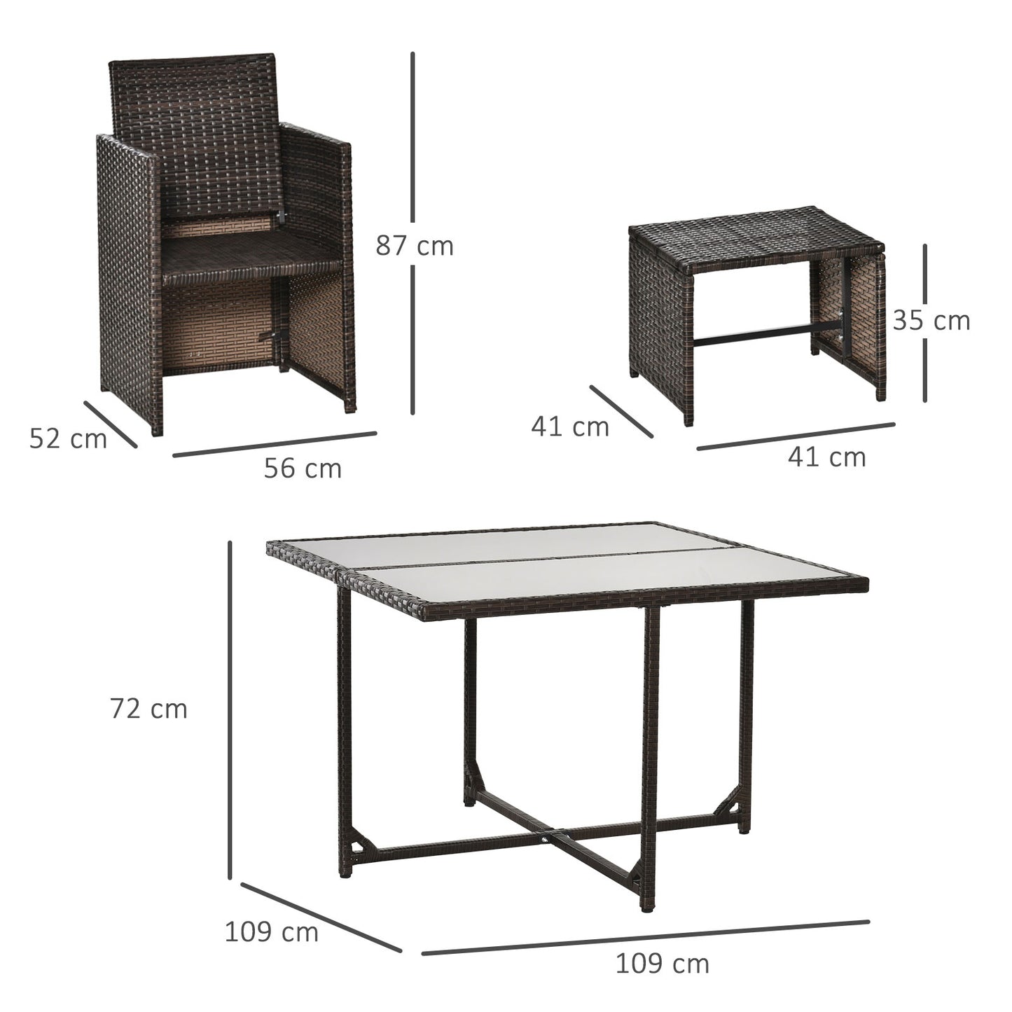 Outsunny Conjunto De Muebles Jardín Comedor 9 Piezas De Ratán Apilables Marrón_2