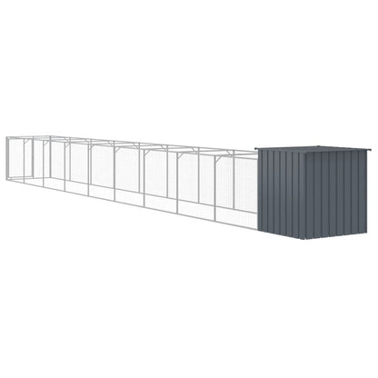 Caseta Perros Con Corral Acero Galvanizado Gris 110x1017x110 Cm_4